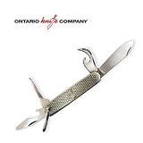 Ontario Knife Camp Knife, Folding Multi-Tool Knife with 3.25 Chrome Stainless Steel Blade, & Stainless Steel Handle, Overall Length Closed 3.625.