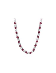 14K White Gold Ruby Diamond Eternity Necklace 16.00 CT TGW