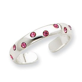 Sterling Silver Pink CZ Toe Ring