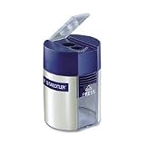 Staedtler&reg; - Handheld Manual Double-Hole Cylinder Pencil Sharpener, Blue/Silver - Sold As 1 Each