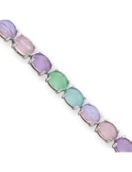Sterling Silver Multi-color Milkstone Bracelet