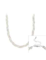 Sterling Silver and Freshwater Cultered White Pearl Three Row Twisted Necklace