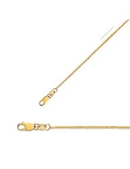 20" 14K Yellow Gold 0.7mm (0.03") Polished Diamond Cut Round Cable Link Chain w/ Lobster Clasp