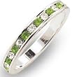 Women's Stone Band Peridot Swarovski.Crystal Ring, Size: 5-10 Sterling Silver .925