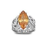 .925 Silver & Champagne Marquise CZ Ring- Sizes 6-8