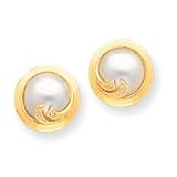 14k 10-10.5mm Cultured Mabe Pearl & Diamond Earrings - XMP91