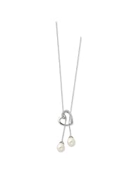 Sterling Silver Pearl CZ Heart 18" Necklace