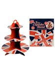from Partyrama Union Jack Theme 3 Tier Cardboard Cup Cake Stand Model 183-615-PMS-UJT-B