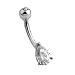 Jewelry : 14 karat white gold belly button ring with Clear Tear Drop