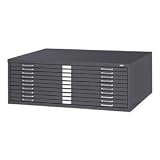 10-Drawer Steel Flat File For 30 X 42 Documents - Black