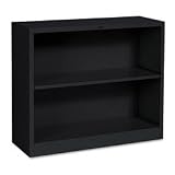 HON Metal Bookcase, 2 Shelves, 34-1/2w x 12-5/8d x 29h, Black