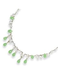 Sterling Silver Green Quartz/Opalite Necklace QH2199-16"
