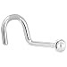 Solid 14KT White Gold 2mm Akoya Pearl Right Nostril Screw- 20 Gauge