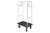 Bellman Hotel Cart 35 X 24 Satin Aluminum With Black Carpet And Rubber Wheels
