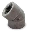 Industrial Grade 1MMX4 Elbow, 45 Deg, 3 In, Threaded, Black Steel