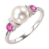 14k Cultured Pearl Diamond And Genuine Pink Sapphire Ring