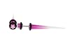 Fake Acrylic Taper - Purple and White Sparkle with White Star Logo - 16g Wire Stud - 6 Gauge - 41mm Length - Sold as a Pair