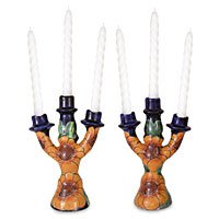 Ceramic candleholders Bright Sunflowers (pair)