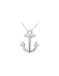 14K White Gold Anchor Stamping Pendant