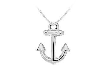 14K White Gold Anchor Stamping Pendant