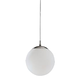 Eglo 85261A Rondo, Nickel Frosted Opal, 1-Light Pendant Light Fixture by Eglo