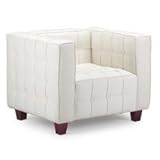 IMAGE OF Zuo Button Collection White Leather Armchair