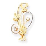 14k Two-Tone CZ Designer Pin