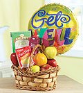 Same Day Flower Delivery Get Well Fruit and Gourmet Basket with Balloon