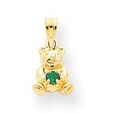 14k Solid May Birthstone Emerald Teddy Bear Charm