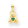 14k Solid May Birthstone Emerald Teddy Bear Charm - JewelryWeb