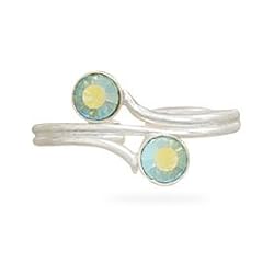 Wrap Design Toe Ring with Green AB Crystals