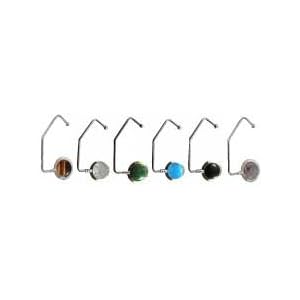 18 Pc Gemstone Purse Hook Mixer, Amethyst, Tiger Eye, Turquoise, Jade, Onyx and Pearl with Black...