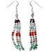Dangle Fashion Earrings in Sterling Silver & Garnet Crystal Labrodite Carnelian Gemstone 3.5 inches (ers146)