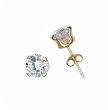 Sterling Silver Gold Plated Stud Earrings with Clear CZ - Round Stamping - 7mm