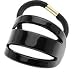 France Luxe Oval Ponytail Holder with Cutouts - Black
