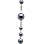 Black Simply Pearls Dangle Belly Ring