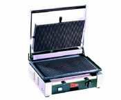 Cecilware/Grindmaster TSG1G - 14-1/2 in Grooved Single Panini Grill, Adjustable Hinged Upper Grill