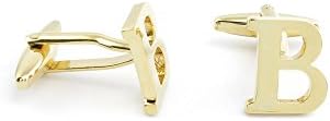 1 Pair Cufflinks Cuff Links Men's Fashion Jewelry Wedding Party 09028 Golden Letter B