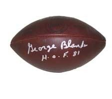 George Blanda Autographed/Hand Signed Official Throwback Duke Game Model Football signed ''HOF '81''