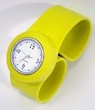 GSI Quality Waterproof Silicone Gel Sporty Wrist Band Watch - Wide Face With Analog Dial Style, For Children And Sports - Yellow