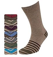 7 Pairs of Freshfeet™ Cotton Rich Striped Socks with Silver Technology
