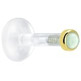 14 Gauge 1 4 Solid 14KT Yellow Gold 2mm Genuine Aventurine Quartz Bioplast Push in Labret