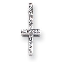 Genuine IceCarats Designer Jewelry Gift 14K White Gold Diamond Latin Cross Pendant