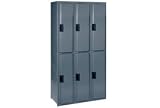 Flush Front Locker Double Tier 12x18x72 6 Door Assembled Gray
