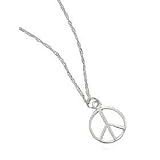 Peace Sign Pendant Silver Tone,19" Silver Tone Chain Necklace