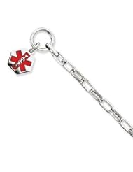 Sterling Silver Engraveable Enameled Hexagon Medical ID Bracelet