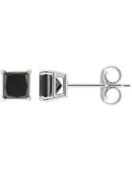 1 Carat Black Diamond 14K White Gold Stud Earrings