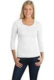 NEW District Threads - Junior Ladies 3/4-Sleeve Perfect Weight Scoop Henley. DT213