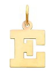 14K Yellow Gold Small Block Intial Letter E Charm