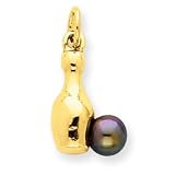 14k 3-Dimensional Bowling Pin Cultured Pearl Charm - JewelryWeb